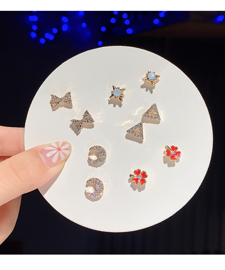 Set 7 đôi bông tai thiết kế đơn giản phong cách Hàn Quốc