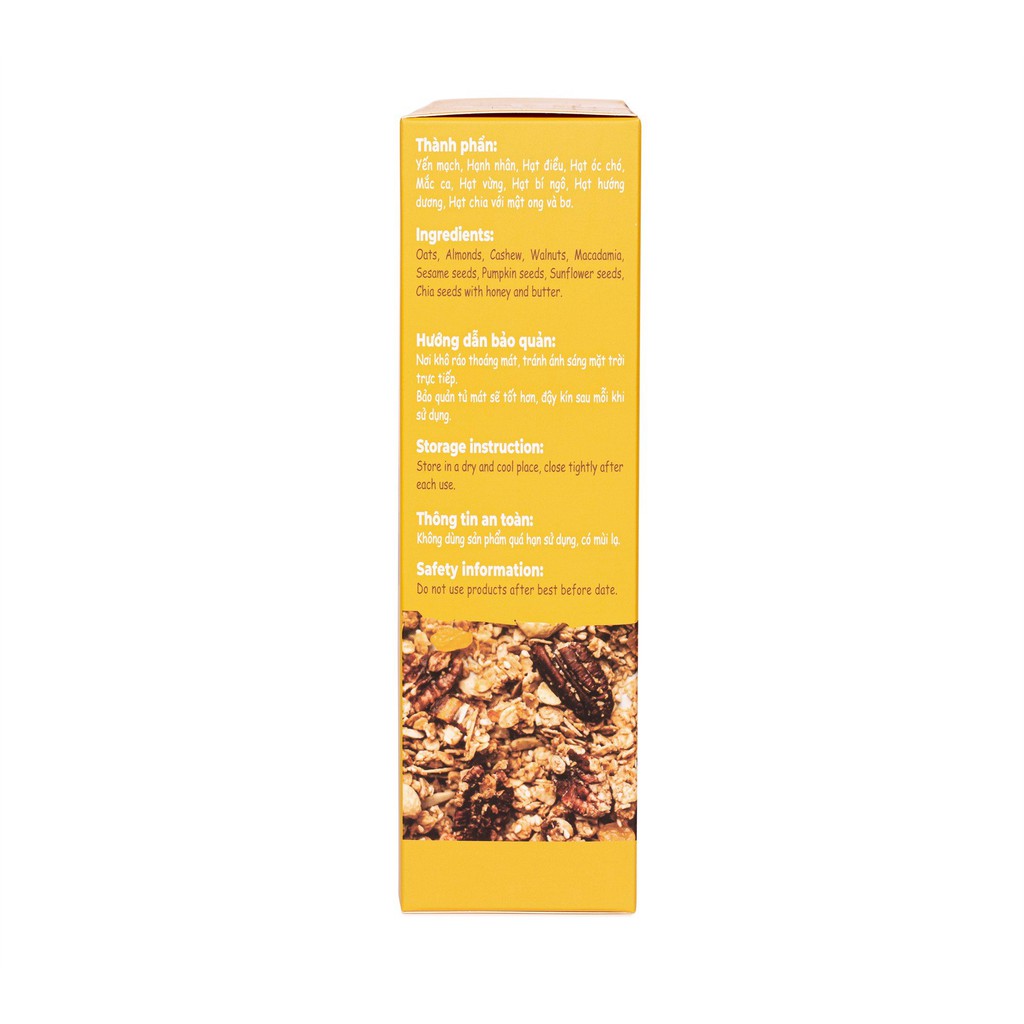 Ngũ cốc ăn kiêng Granola 7 hạt cao cấp từ macca hạt óc chó giàu omega Super Nutty hộp 250g bổ sung protein