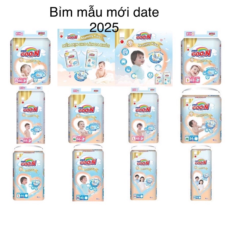 Tã dán/quần goo.n premium NB70,S64,M60,L50,XL46/M56,L46,XL42,XXL36,XXXL22