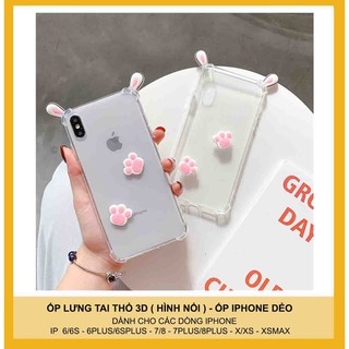 Ốp lưng iphone tai thỏ 3d dẻo