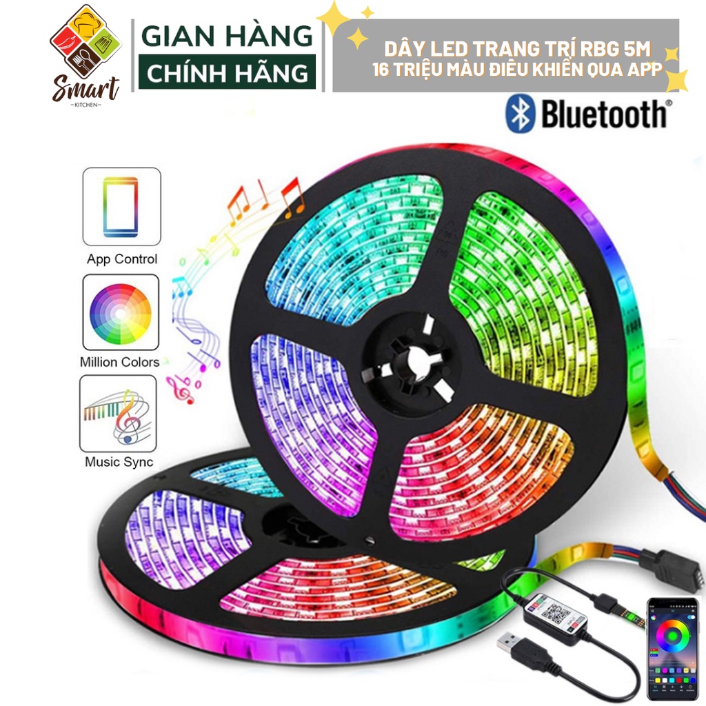 Dây đèn led cảm biến âm thanh silicon tiktok, chiều dài 5m 16 triệu màu, điều khiển qua APP điện thoại,bảo hành 12 tháng