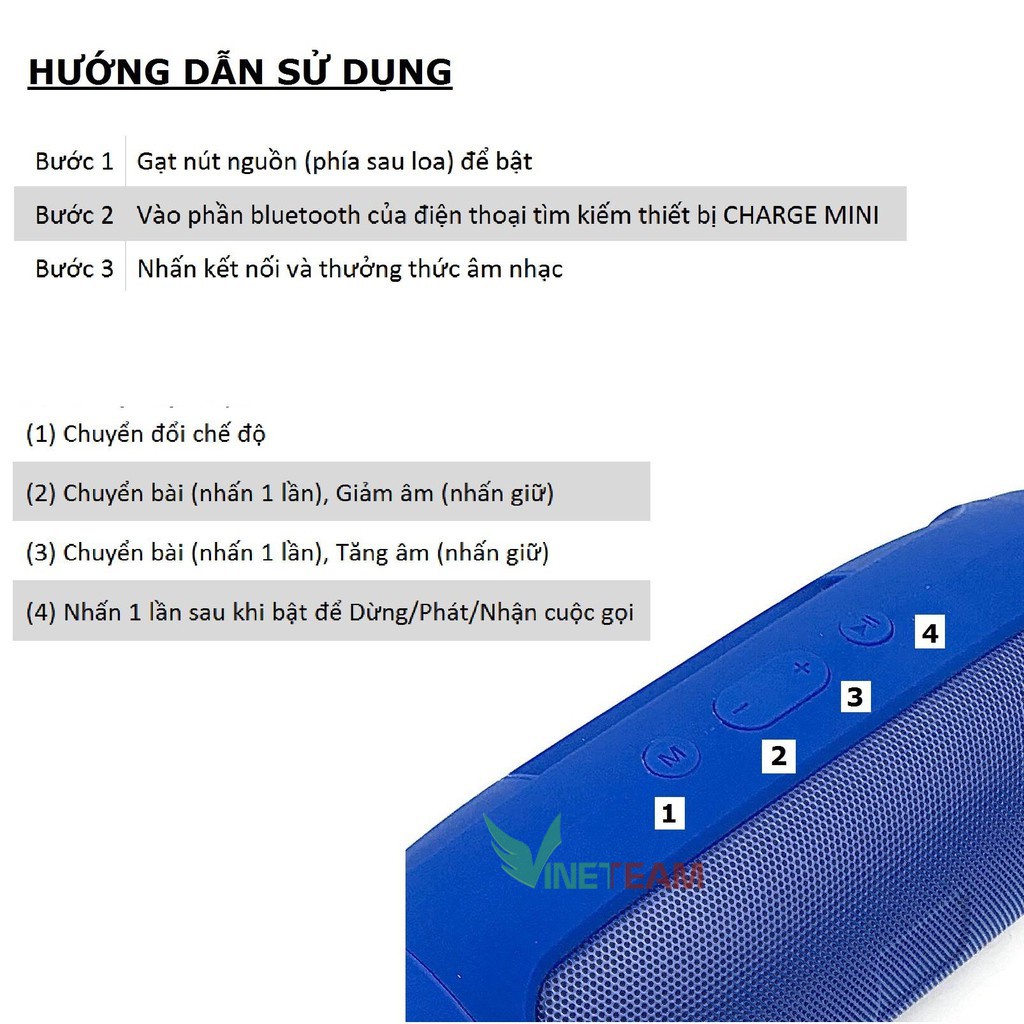 Loa Bluetooth Không Dây Charge 3 Mini Hỗ Trợ Cắm Thẻ Nhớ Và Usb Thiết Bị Âm Thanh,Jack 3.5