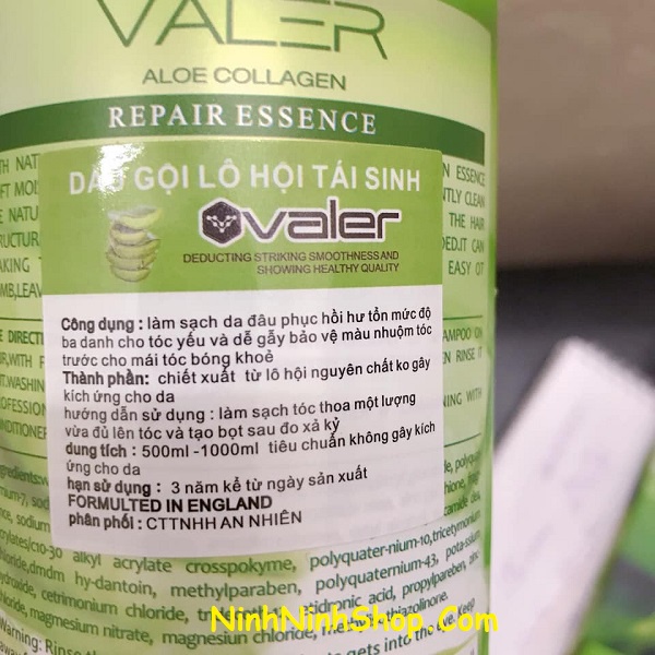 Cặp Dầu Gội Xả Lô Hội Tái Sinh Nha Đam  Valer Collagen Aloe Essence Chính Hãng 800ML