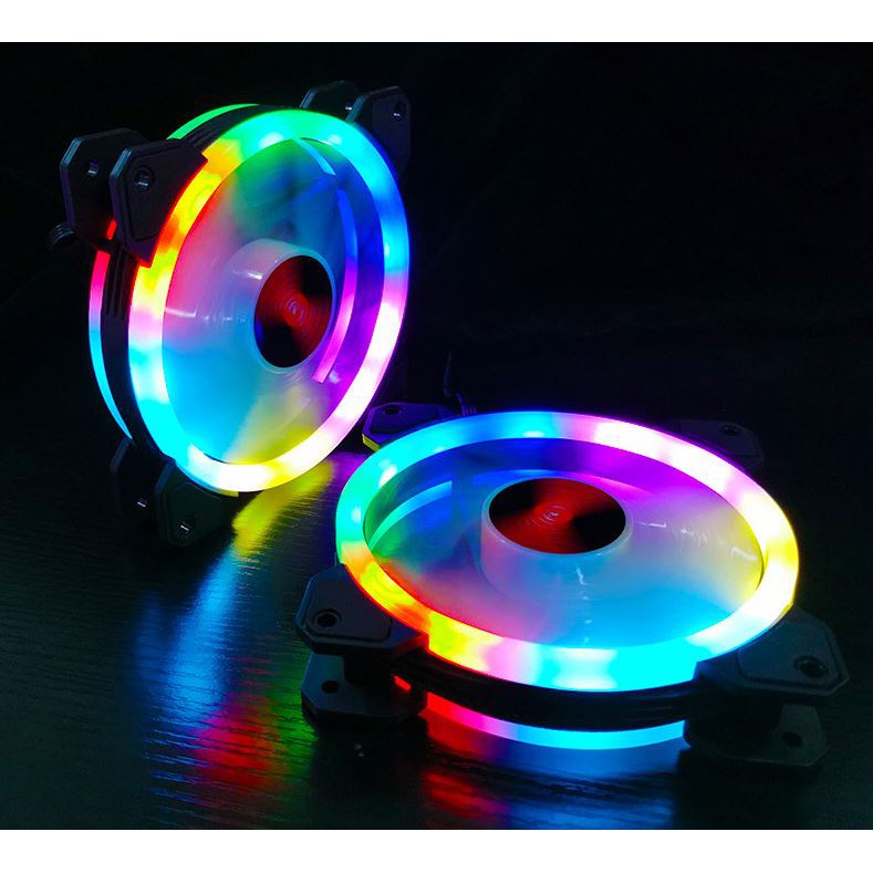 Fan Case Led 12Cm Aigo LED RGB Loại Không Cần Hub Màu Cầu Vồng Mới- Tặng 4 Ốc Gắn Vào Thùng Máy