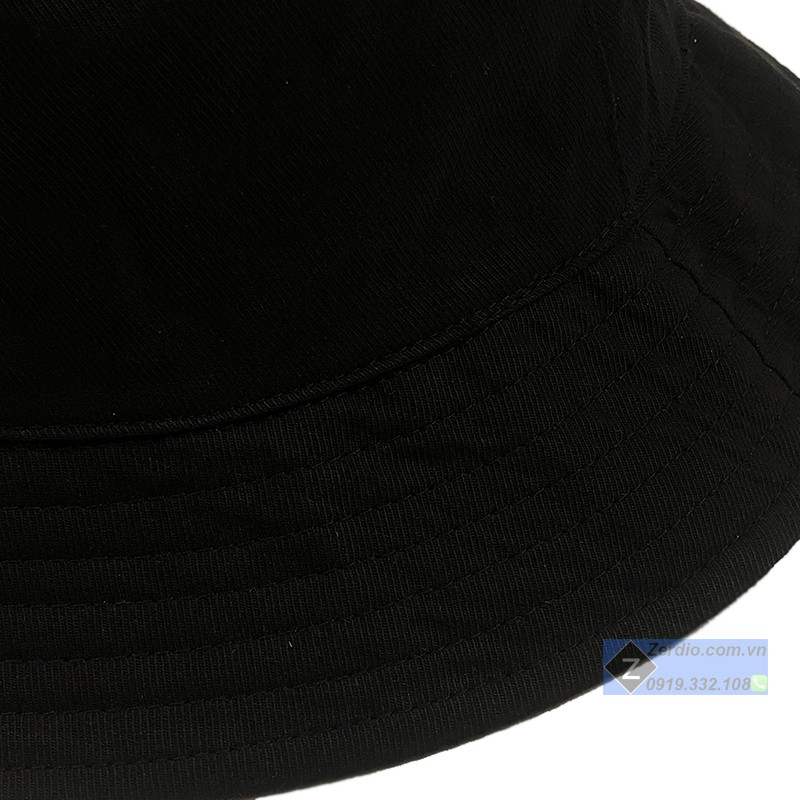 Nón bucket 2 mặt rằn ri, đen cho cả nam và nữ, chất liệu cotton thoáng mát