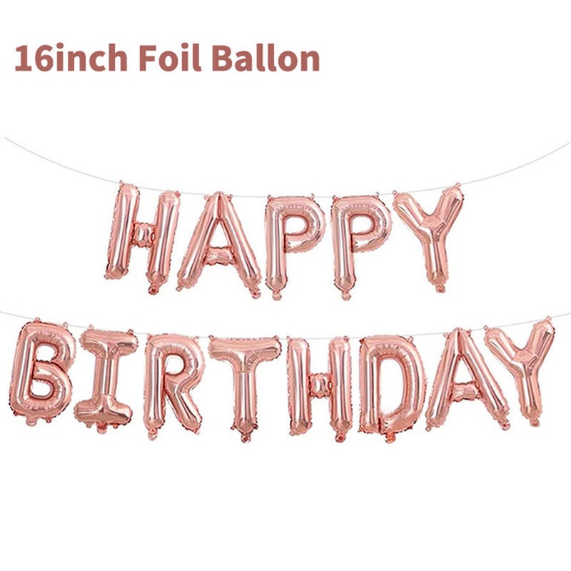 Bong Bóng Tráng Nhôm Hình Chữ Cái 16Inch Màu Vàng Hồng Trang Trí Tiệc
