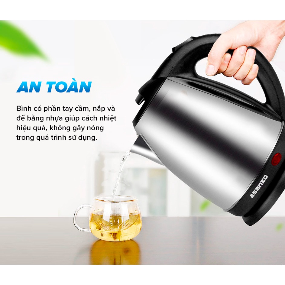 BÌNH ĐUN SIÊU TỐC 1.8L ASANZO SK-1800  HÀNG CHÍNH HÃNG BẢO HÀNH 12 THÁNG
