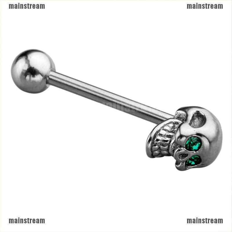 Khuyên Lưỡi Hình Đầu Lâu Bằng Thép Không Gỉ 14g