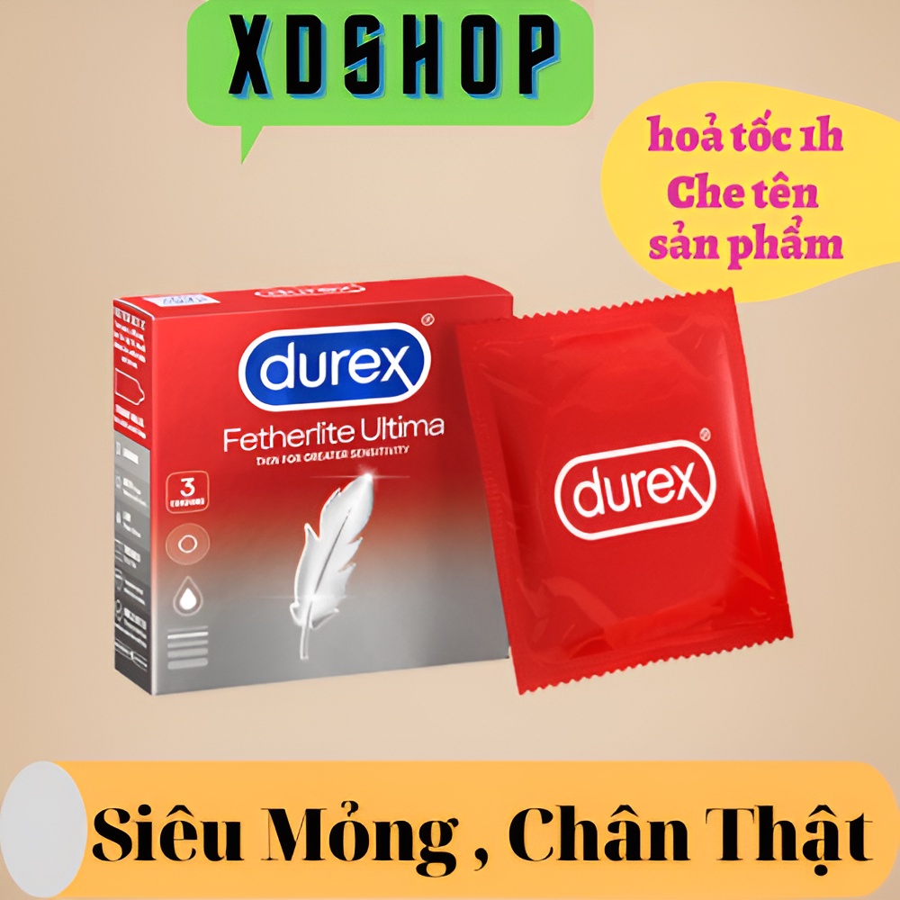 Bao cao su Durex Fertherlite Ultima (3Bao/Hộp), BCS Durex Siêu mỏng cho cảm giác chân thật nhất.