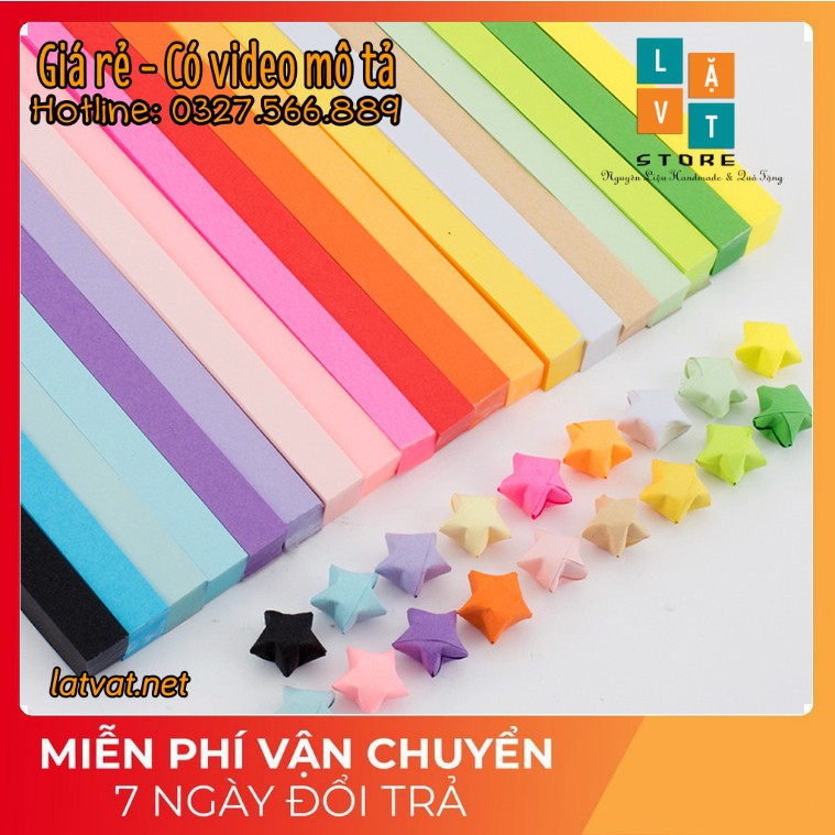 MỚI Giấy gấp sao màu đơn sắc nhiều màu - origami star paper