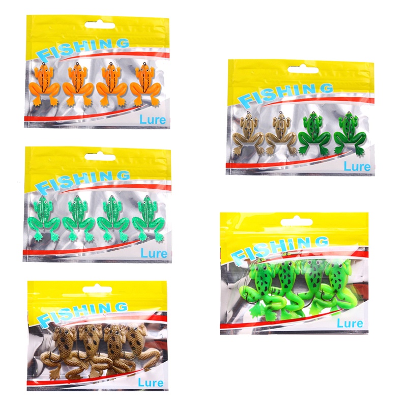 QQ Set 4 Mồi Câu Cá Ếch Giả Bằng Silicon Mềm 60mm 5.2g