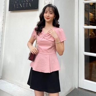 Sơ mi nữ khóa sau nơ ngực Mosohali dáng ôm thời trang công sở