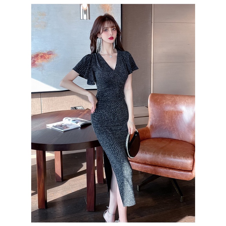Đầm Dạ Hội Bigsize Kim Tuyến Cao Cấp - Váy Đầm Dáng Dài Thun Phối Kim Tuyến Quảng Châu Cao Cấp Sang Trọng Kiêu Sa