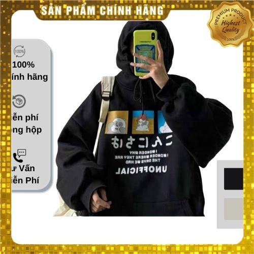 [Hàng Auth] Áo hoodie Unisex in hình Gấu tay dài dáng rộng  - K036_PY