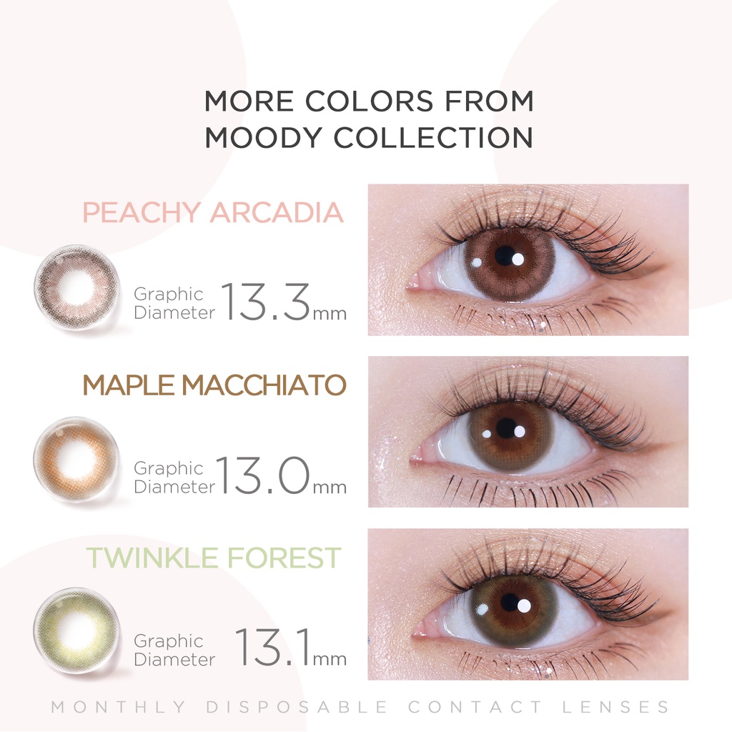 Bộ 2 cái kính áp tròng Moody Twinkle Forest 14.1mm nhiều màu dùng hàng tháng