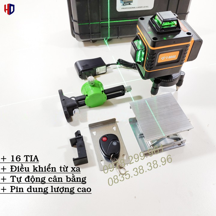 [ LOẠI TỐT ] Máy Cân Bằng Bắn Cốt Laser 16 Tia Xanh T-BOSS OB16 - CHÂN XOAY - GÁ NAM CHÂM HÍT TƯỜNG