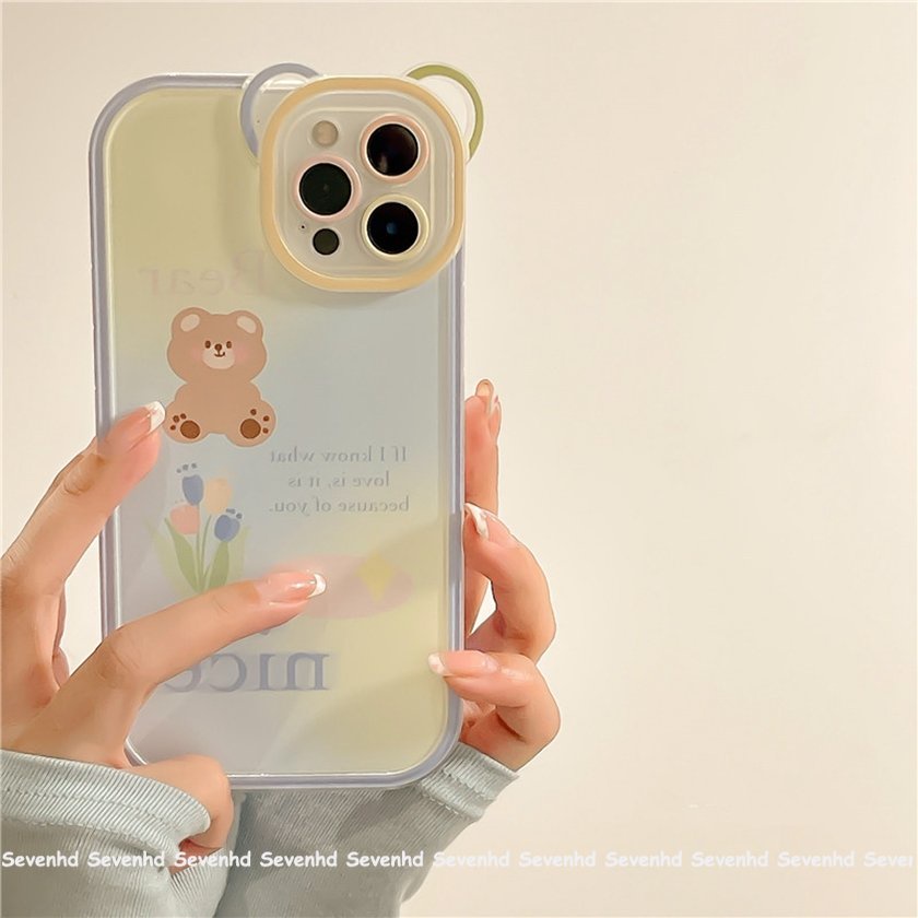 Ốp Điện Thoại Mềm Họa Tiết Tai Gấu Hoạt Hình Cho iPhone 13 12 11 Pro Max Xs Max Xr X 7 8 6 6s Plus