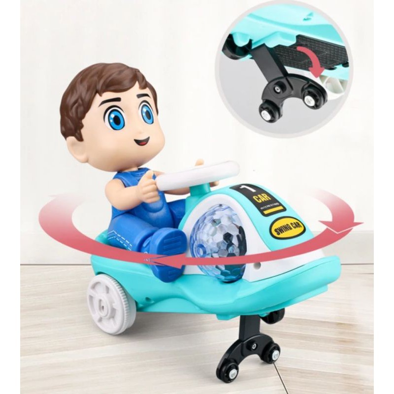 Đồ chơi bé đi xe lắc bốc đầu có đèn và âm thanh vui nhộn