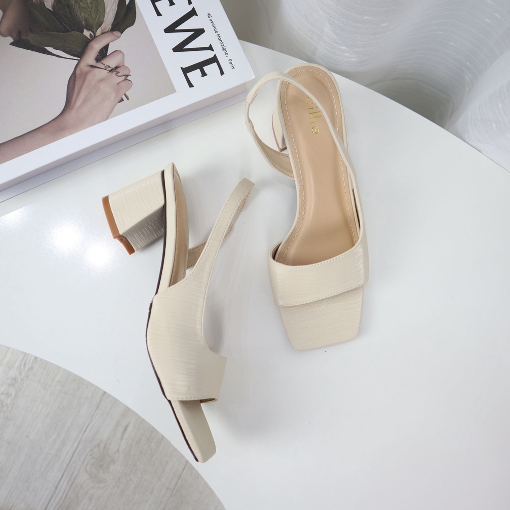 Giày sandal cao gót nữ ánh nhũ khoét eo quyến rũ thanh lịch màu sắc trendy đi làm công sở Cillie 1043