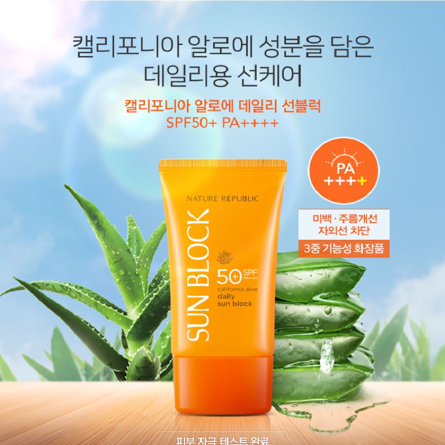 SALE Kem chống nắng Nature Republic Sun Block California Aloe SPF50 57ml