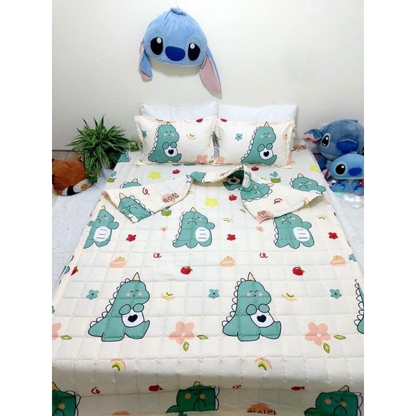 Bộ Chăn Ga Gối 5 Món Chăn HÈ Trần Bông Cotton Poly - 1.6m/1,8m/2,2m Được Chọn Mẫu
