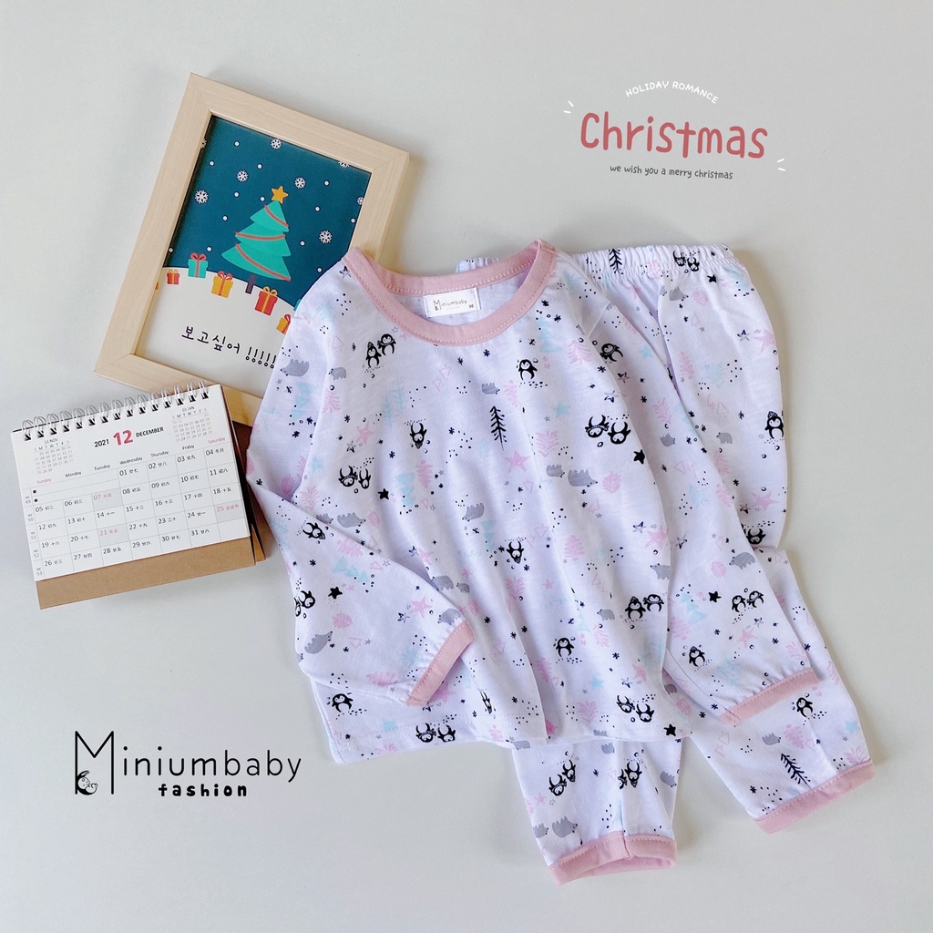 Bộ cotton mặc nhà cho bé gái Minium, Set quần áo trẻ em-SB1079