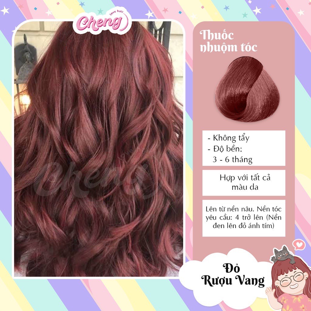 Thuốc nhuộm tóc ĐỎ RƯỢU VANG không tẩy tặng oxi trợ nhuộm | Chenglovehair, Chenglovehairs