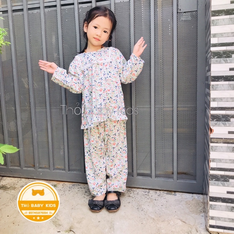 Bộ lanh/tole bé gái tay dài quần dài  lanh 2 da loại 1 cho bé gái  shop thỏ baby kids