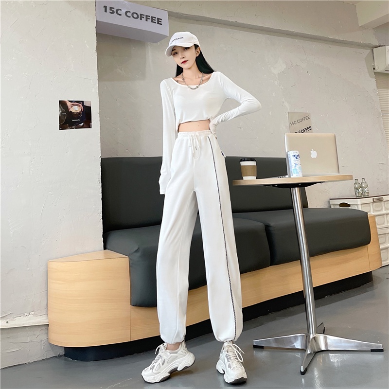 Quần thể thao SUXI lưng cao ống rộng phong cách Hàn Quốc thời trang mới dành cho nữ