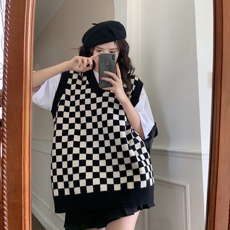 Áo Sweater Dệt Kim Kẻ Sọc Caro Trẻ Trung Thời Trang Xuân Thu Phong Cách Nhật Bản Cho Nữ