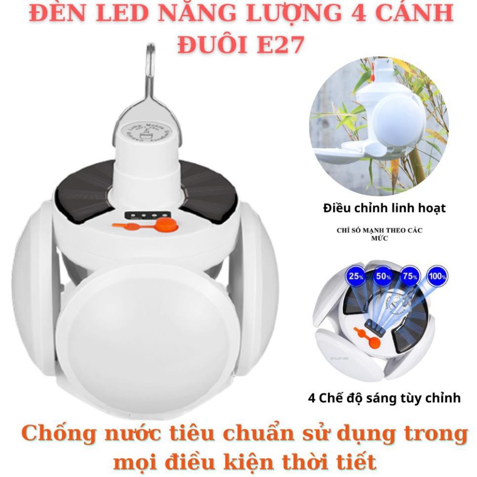 [Mua ngay] Đèn Led Năng Lượng Mặt Trời 4 Cánh Tích Điện E27, Công Nghệ Chống Nước IP67, Bảo Hành 12 Tháng HIP MART