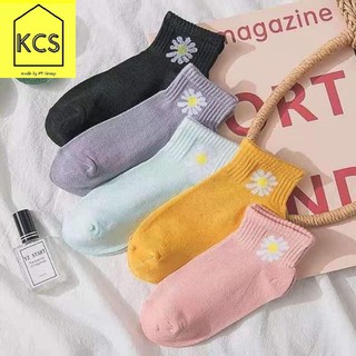 Set 10 đôi tất hoa cúc tặng kèm túi rút xinh xắn