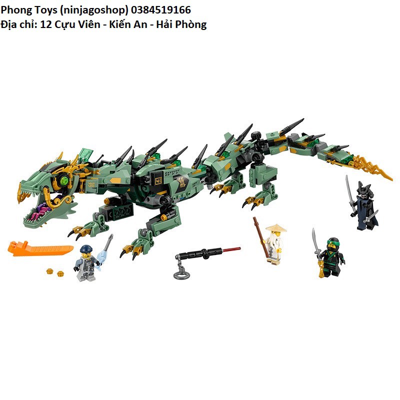 Lắp ráp xếp hình NON lego ninjago 573 PCS Movie 70612 Bela 10718: Rồng máy xanh khổng lồ