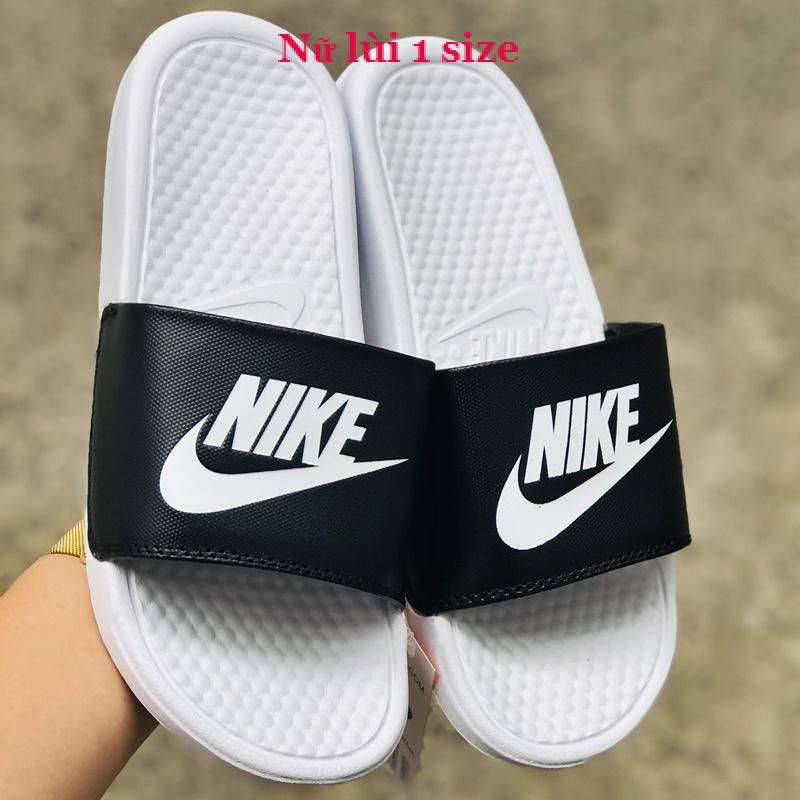 Dép unisex 𝐍𝐈𝐊𝐄 ❤️FREESHIP + Hộp❤️ dép quai ngang thể thao nam nữ mk in 𝐍𝐈𝐊𝐄-𝐁𝐚𝐧𝐚𝐬𝐬𝐢,trắng-quai-đen