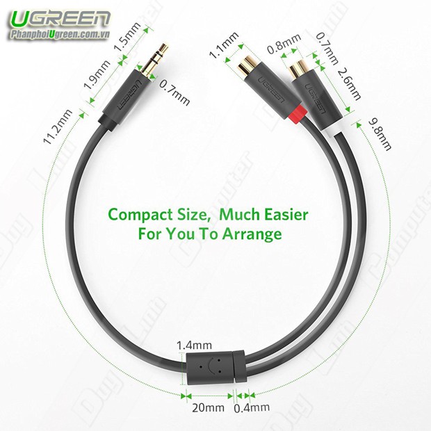 Cáp Mạng 3.5mm 2 Đầu RCA Ugreen 10547 Chính Hãng