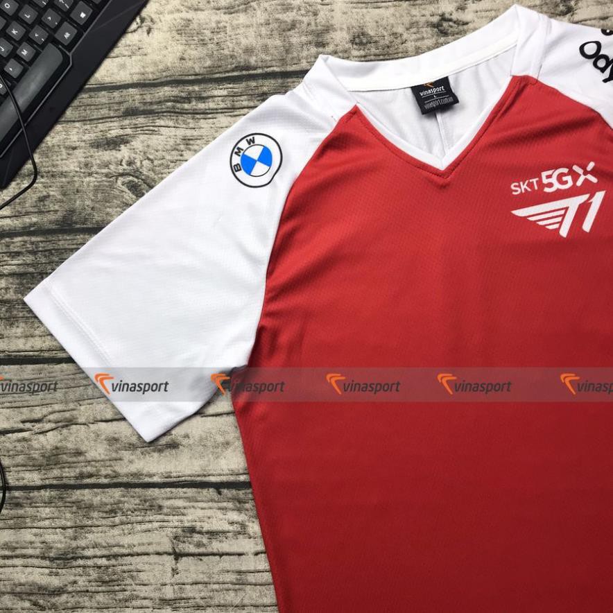 Áo game thi đấu Esports SKT T1 2021 màu đỏ trắng  ྇