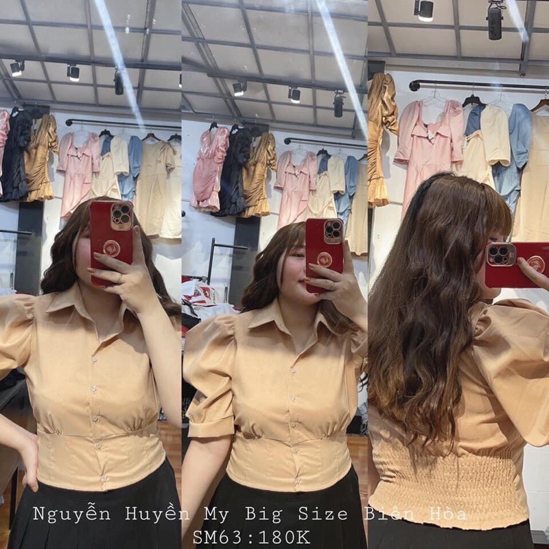 ÁO SƠ MI BIGSIZE DẠNG CROPTOP NGANG RỐN 60-90kg (có size)