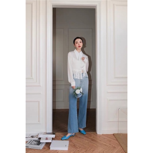 Áo sơ mi nữ Ulzzang Hàn Quốc BORA SHOP phối tua rua order