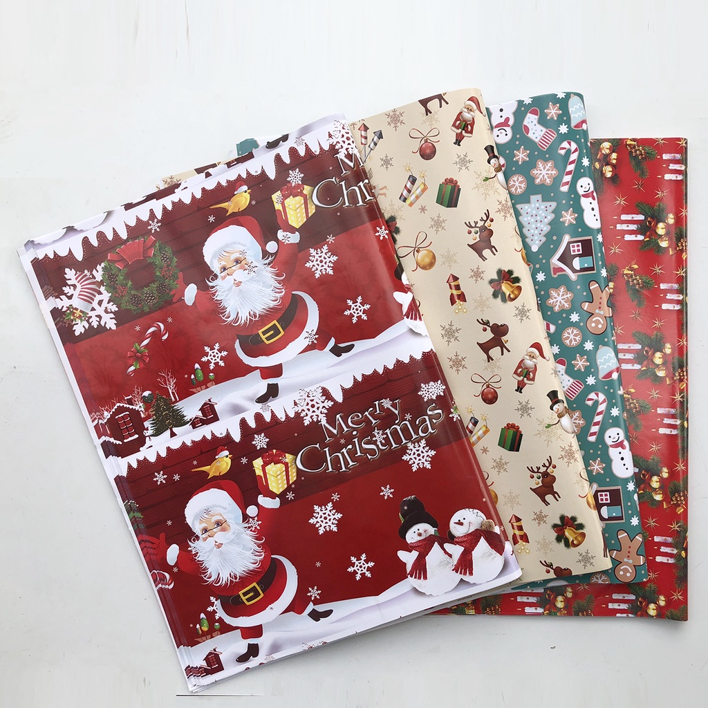 Giấy gói quà họa tiết Giáng sinh Noel loại cao cấp kích thước 75cm x 51cm