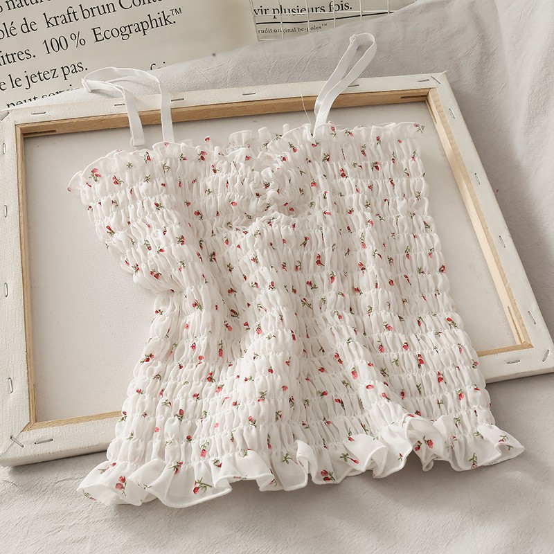 Áo 2 dây dáng croptop hoa nhí nhún ngực phong cách ulzzang Hàn Quốc C39 - Maoshop | BigBuy360 - bigbuy360.vn