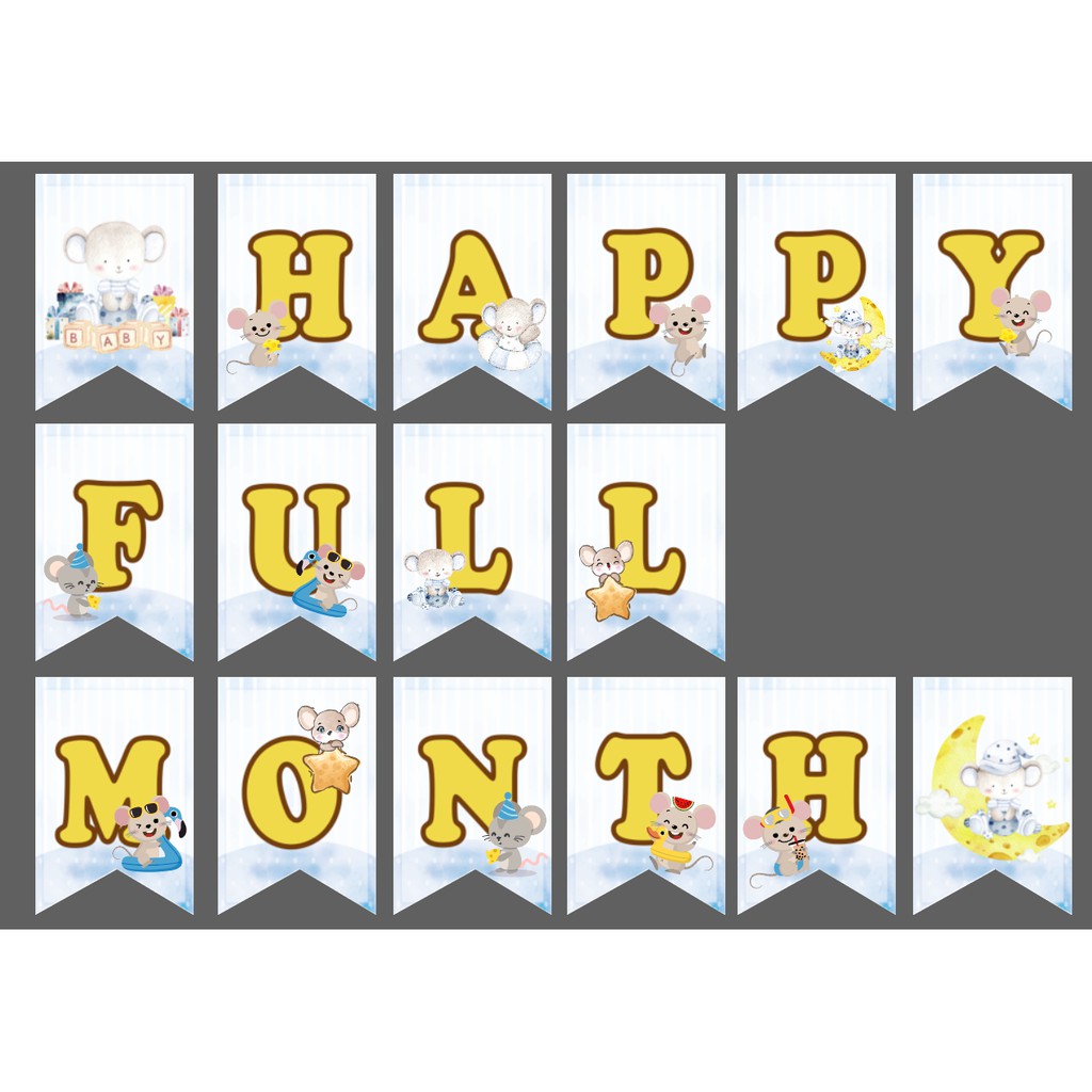 Dây chữ HAPPY FULL MONTH (Đầy tháng) bé trai/gái