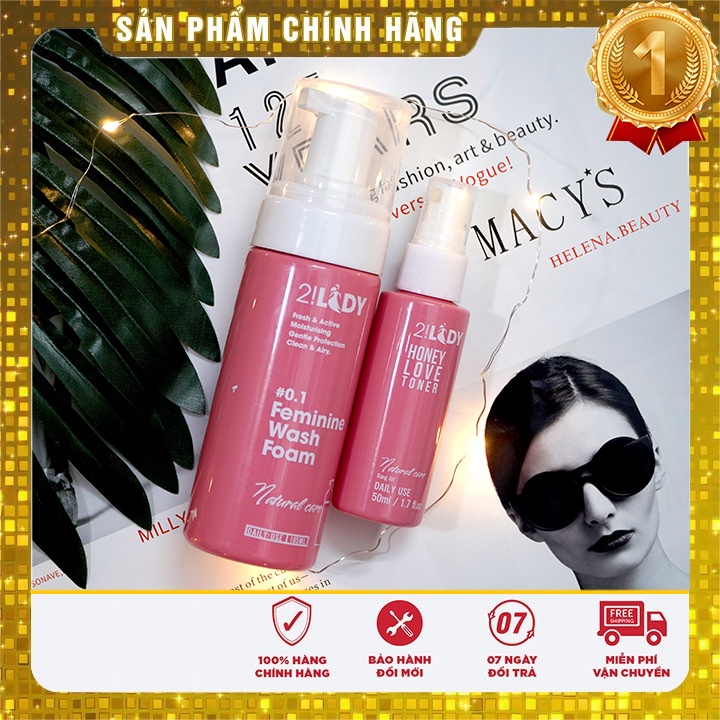 Combo dung dịch vệ sinh 2!LaDy kháng khuẩn và bảo vệ dùng da nhạy cảm - lọ 185ml kèm xịt cân bằng độ ẩm 50ml