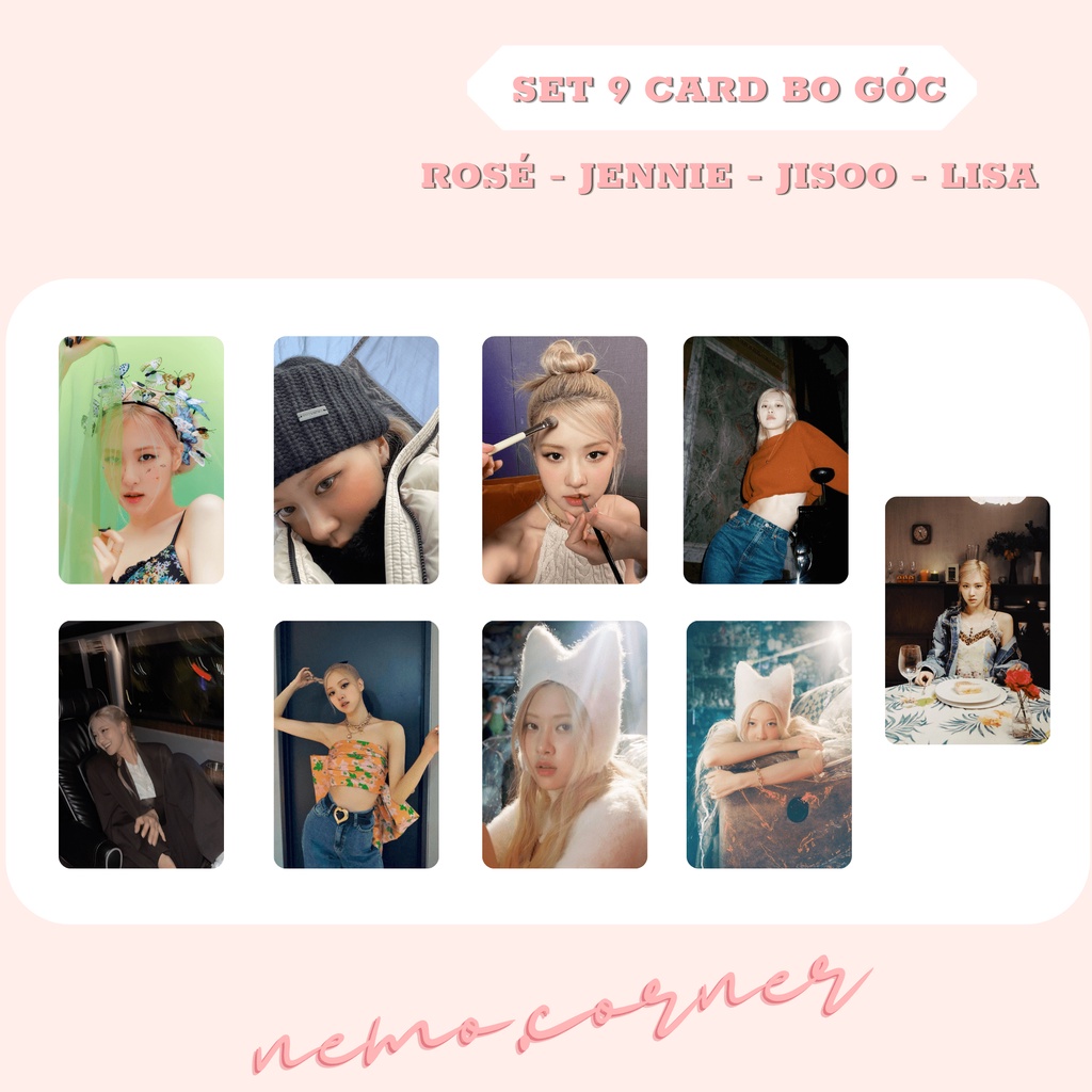 SET 9 CARD BLACKPINK 4 thành viên Jennie Jisoo Lisa Rosé ( ép + bo góc)