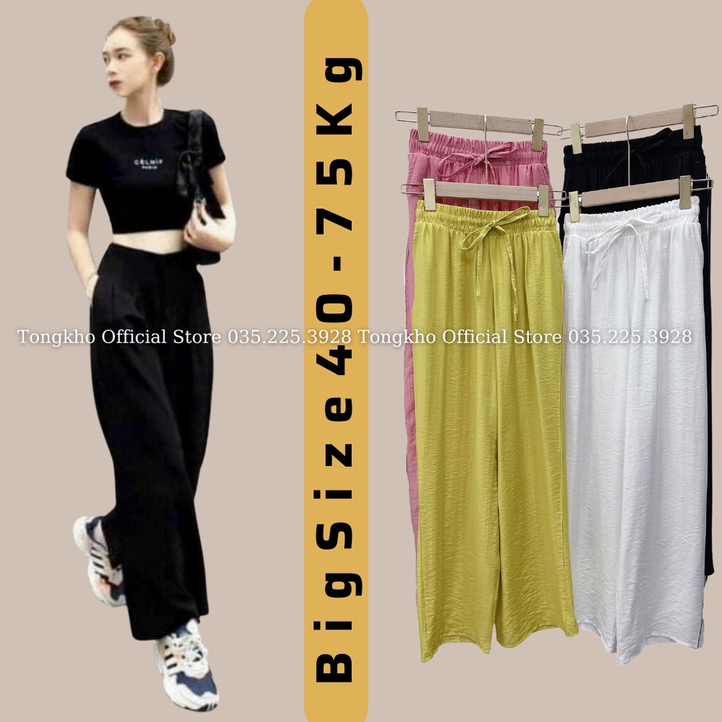 Quần ống rộng BIGSIZE đũi lụa nhiều màu cạp chun co giãn dáng suông 925