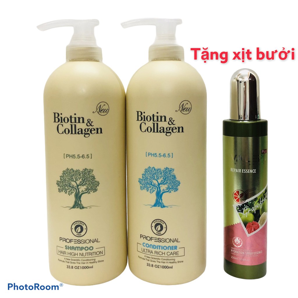 BIOTIN COLLAGEN -  Cặp Dầu Gội Dầu xả Chống Rụng Kích Thích Mọc Tóc Siêu Mềm Mượt Biotin & Collagen 1000ml | BigBuy360 - bigbuy360.vn