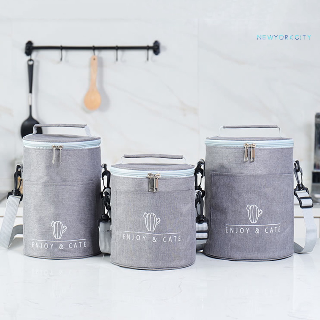 Túi Đựng Hộp Cơm Trưa Cách Nhiệt Phối Khóa Kéo Đôi Có Dây Đeo Vai Có Thể Điều Chỉnh