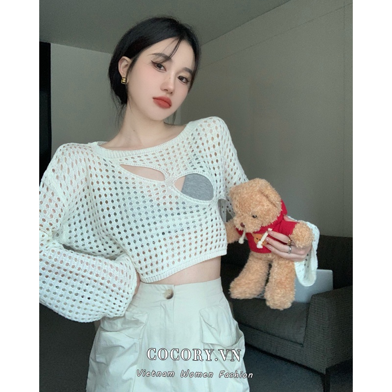 Cocory vn Áo Croptop Tay Dài Dáng Rộng Thời Trang Mùa Hè Quyến Rũ Cho Nữ | BigBuy360 - bigbuy360.vn