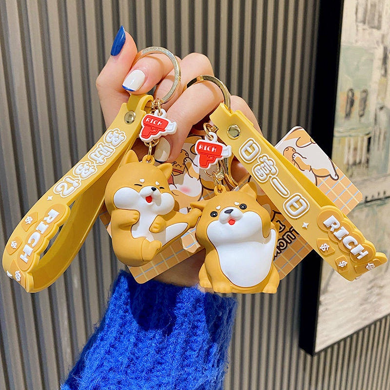 Internet Celebrity Lucky Little Wangchai Keychain Female Cute Cartoon Shiba Inu Key Pendants Creative Birthday Gift Key Chain Auto department store supplies