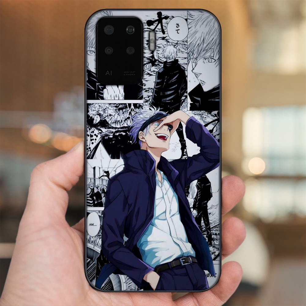 Ốp lưng Oppo A94 viền đen in hình Satoru Jujutsu Kaisen