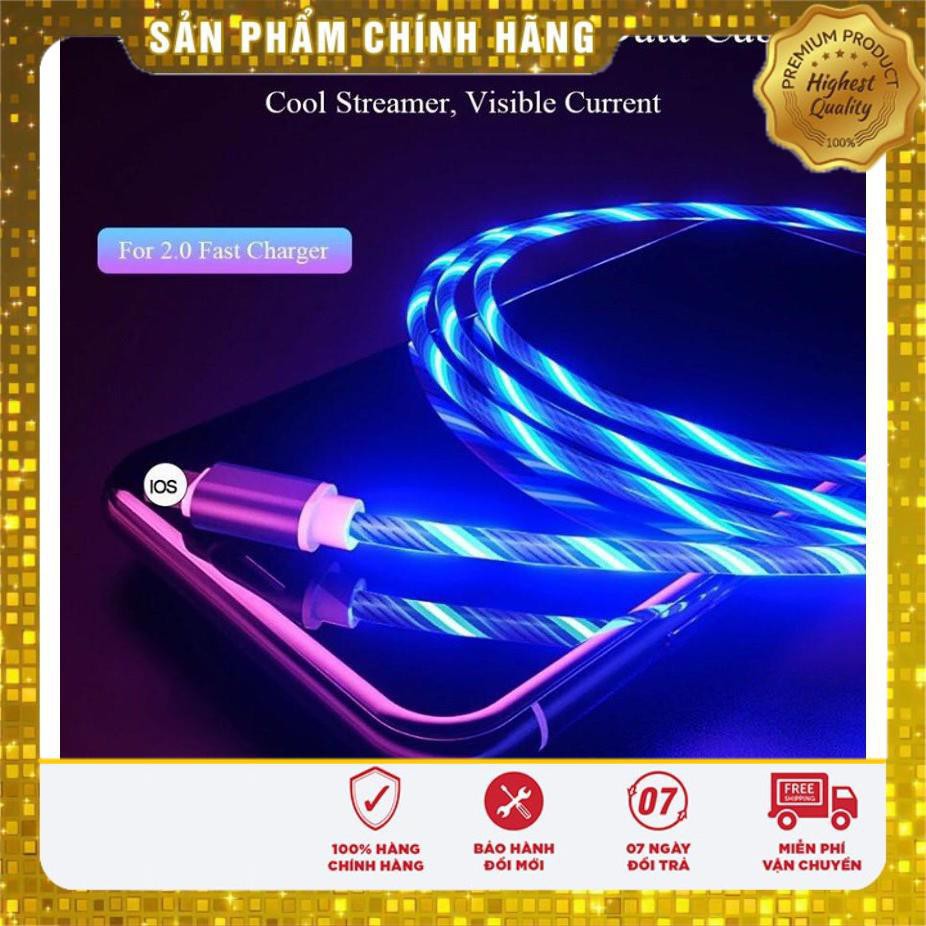 Cáp Sạc Điện Thoại Đa Năng, Có Led Phát Sáng Cả Dây, Đầu Hit Nam Châm cáp sạc đèn LED, sạc cho Samsung, ipad, iphone IOS